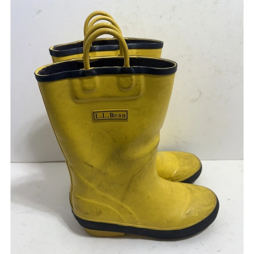 LL Bean Toddlers Puddle Stompers Yellow‎ Rain Boots Children's Size 1